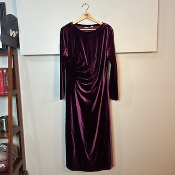 Soft Surroundings SZ XL Lisabetta GORGEOUS Purple Velvet Dress Long Sleeve EUC - Picture 2 of 10
